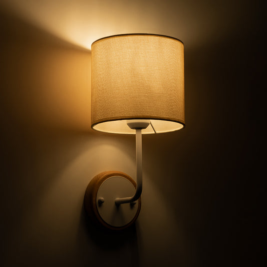 MANU 02044 Μοντέρνο Φωτιστικό Τοίχου - Απλίκα με Ντουί 1 x E27 AC 220-240V IP20 - Λευκό & Μπεζ - Μ18 x Π20 x Υ37