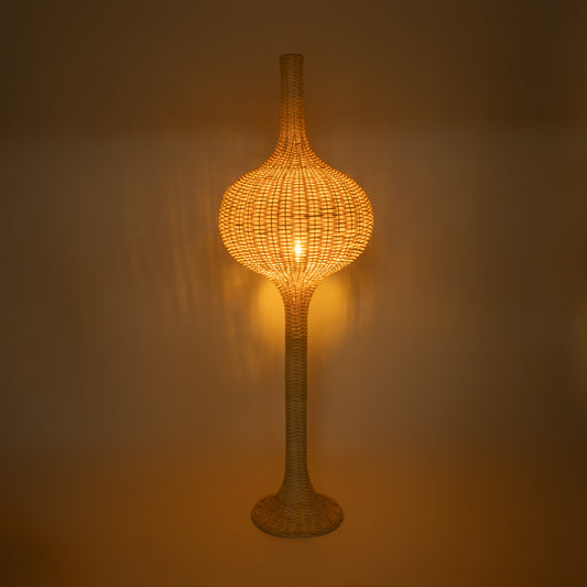 ALADDIN 02051 Boho Επιδαπέδιο Φωτιστικό Μονόφωτο 1 x E27 AC220-240V IP20 - Φ50 x Υ150cm - Μπεζ Μπαμπού Πλέγμα