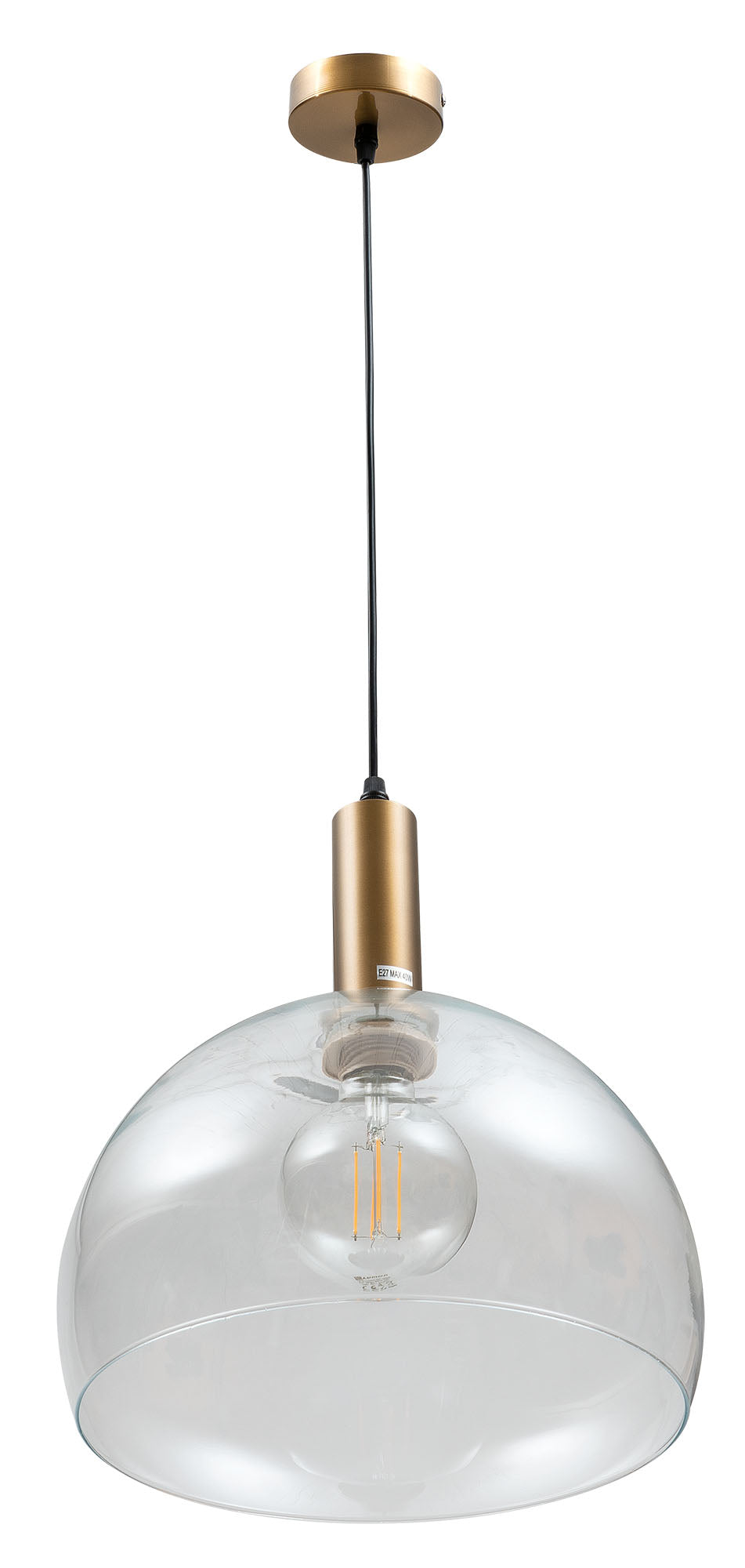 PDT 1458 TR # 1/Φ ΓΥΑΛΙΝΟ ΗΜΙΣΦΑΙΡΙΟ ΔΙΑΦΑΝΟ 1xΕ27 Φ28x120