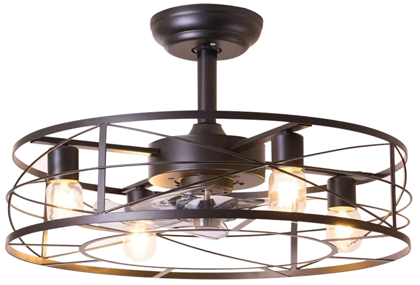 CFC 9508# ΠΛΑΦΟΝΙΕΡΑ ΑΝΕΜΙΣΤΗΡΑΣ ΜΕΤΑΛΛΙΚΟ ΜΑΥΡΟ 4xE27 O ΑΝΕΜΙΣΤΗΡΑΣ 30W Φ50x40