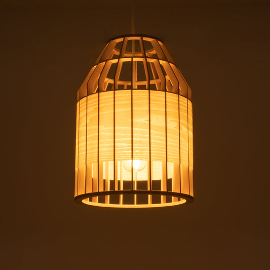 GALIA 02219 Boho Κρεμαστό Φωτιστικό Πλέγμα Μονόφωτο 1 x E27 IP20 Μπεζ & Καφέ Ξύλο - Μ30 x Π30 x Υ40cm