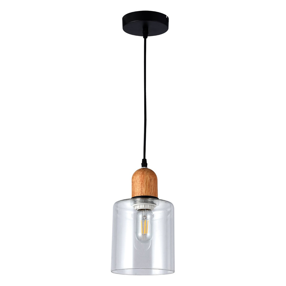 PDC 118 # 1/Φ ΚΥΛΙΝΔΡΟΣ ΔΙΑΦΑΝΟ ΓΥΑΛΙ ΜΕ ΞΥΛΟ ΛΕΠΤΟΜΕΡΕΙΑ Ε27 Φ16x90