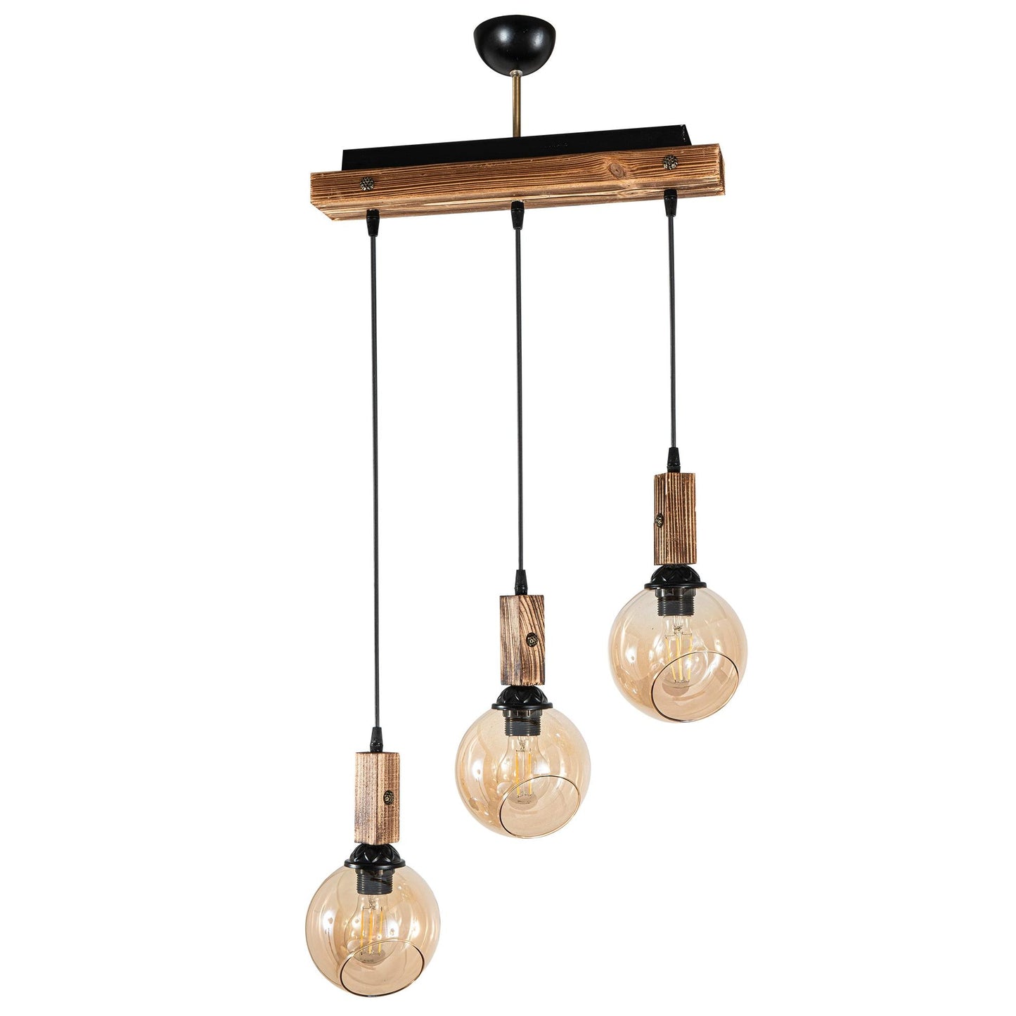 PDT 2061-3S ΡΑΓΑ 3/Φ ΚΡΕΜ. ΛΕΠΤ/ΡΕΙΑ ΞΥΛΟ ΜΕ ΜΕΛΙ ΓΥΑΛΙ 3xΕ27 50x15x110