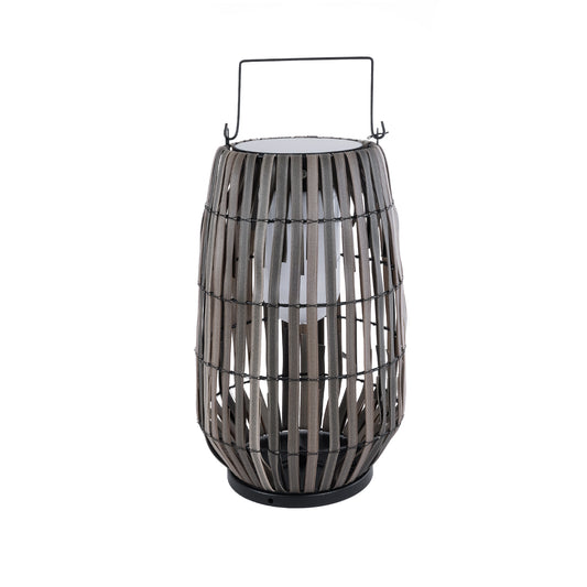 NETLEY 02306 Boho Αυτόνομο Ηλιακό Κρεμαστό/Επιτραπέζιο Φωτιστικό Πορτατίφ LED 5W 200lm 180° με Ενσωματωμένη Μπαταρία IP65 Θερμό Λευκό 3000K Γκρι Ξύλο - Μ30 x Π30 x Υ50cm