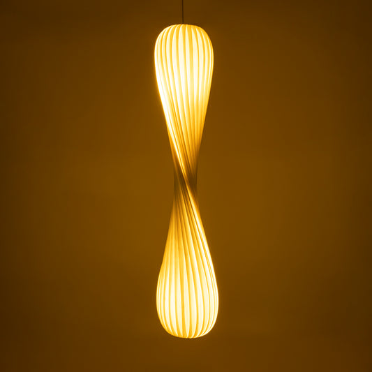 PRAIA 02317 Μοντέρνο Κρεμαστό Φωτιστικό Οροφής Δίφωτο 2 x E27 AC220-240V IP20 - Φ25 x Υ145cm - Μπεζ Λευκό Λεπτό Φύλλο Ξύλου Πλέγμα