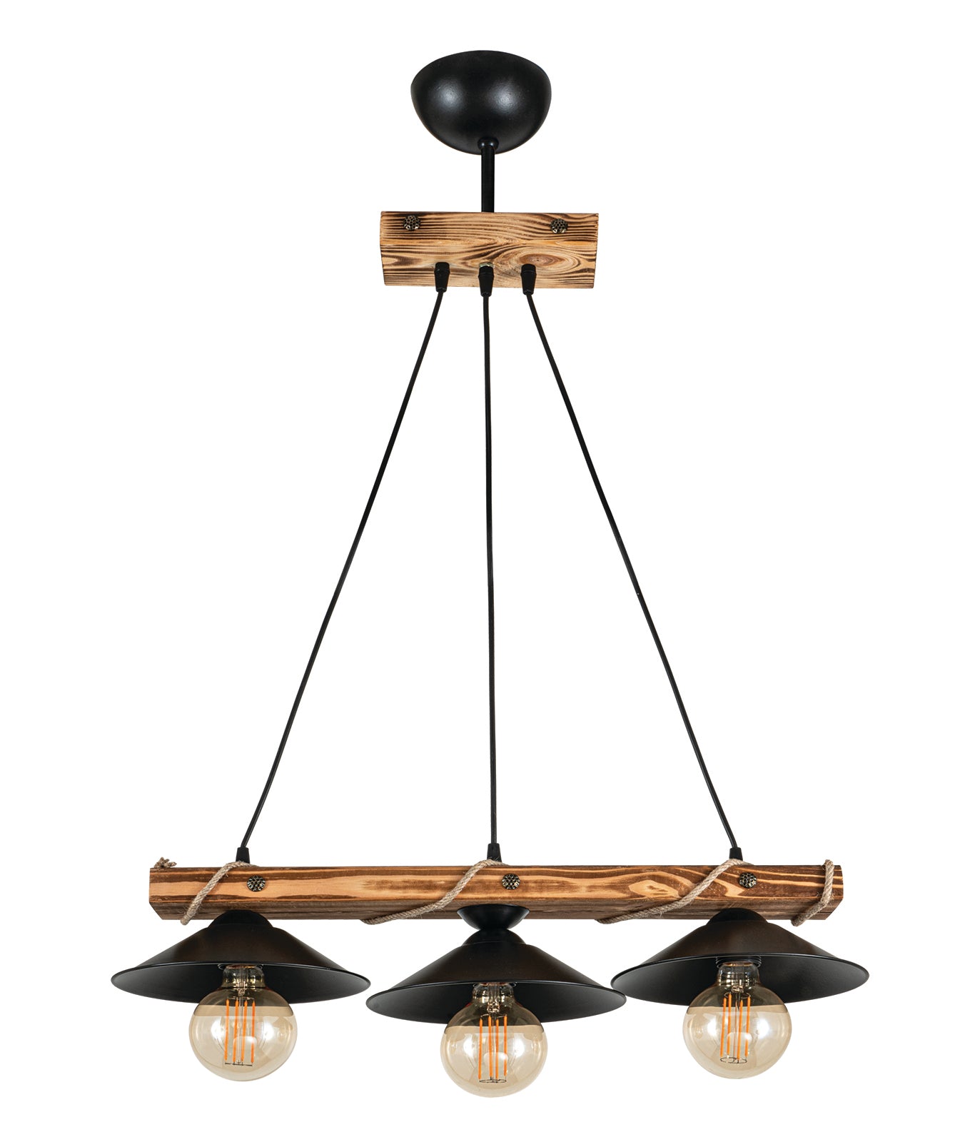 PDT 2060-3 ΡΑΓΑ ΞΥΛΙΝΗ ΜΕ ΚΑΜΠΑΝΑ ΚΑΠΕΛΟ 3xΕ27 68x23x97