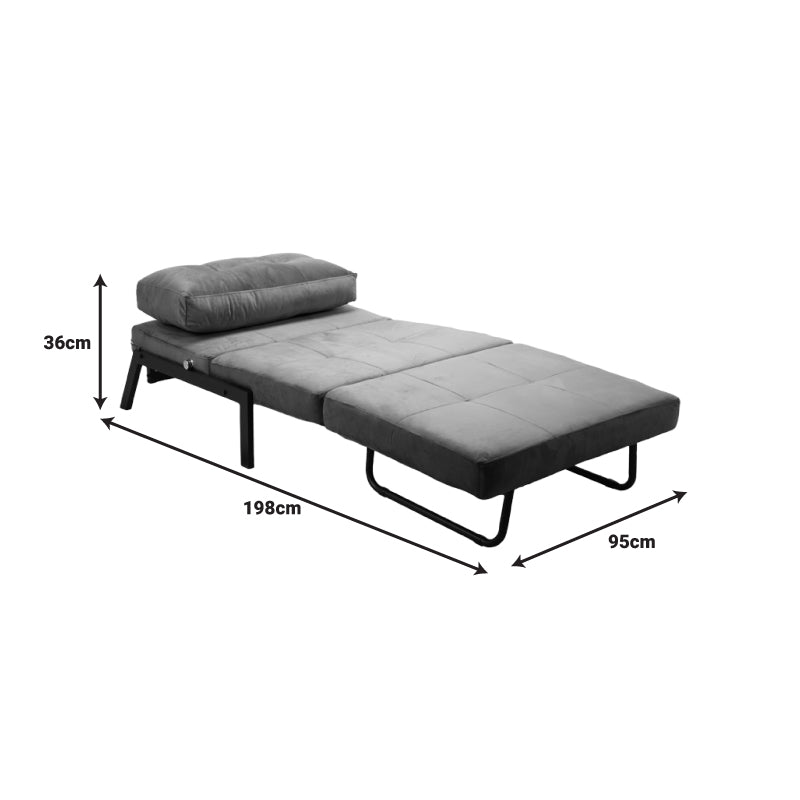 Πολυθρόνα-Κρεβάτι Fancy Ύφασμα Βελούδο σε Σάπιο Μήλο Απόχρωση και Πόδι Μαύρο Μέταλλο 95x98x70