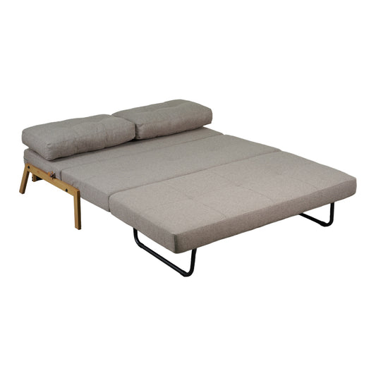 Καναπές 2θέσιος-Κρεβάτι Fancy Ύφασμα σε Μπεζ Απόχρωση με Φυσικό Πόδι 150x92x77