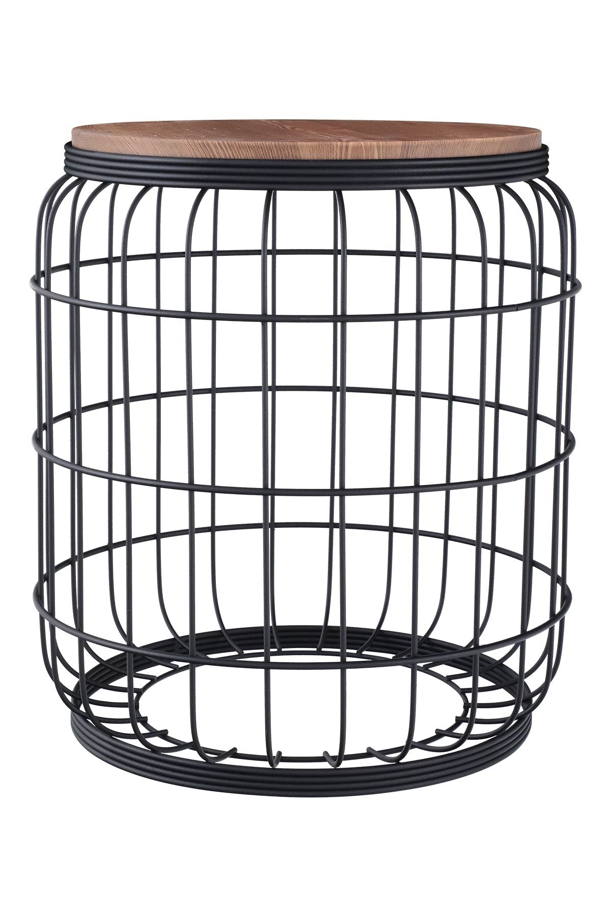 TBH-07 BK ΤΡΑΠΕΖΑΚΙ ΜΑΥΡΟ ΚΙΟΥΡΤΟΣ ΠΛΕΓΜΑ ΜΕ ΞΥΛΟ Φ42x46