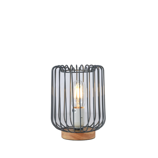 TLC 6324 ΠΟΡΤ. ΞΥΛΙΝΗ ΒΑΣΗ ΜΕΤΑΛΛΟ ΓΚΡΙ 1xΕ27 Φ15x21