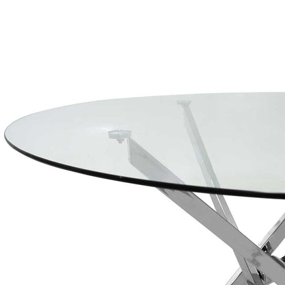 Τραπέζι Στρόγγυλο Steve Με Γυάλινη Επιφάνεια Διαφανές Φ120X74,5