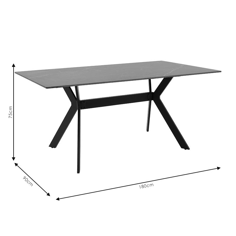 Τραπέζι Olivet Sintered Stone Μαύρο Μαρμάρου-Μαύρο 180x90x75