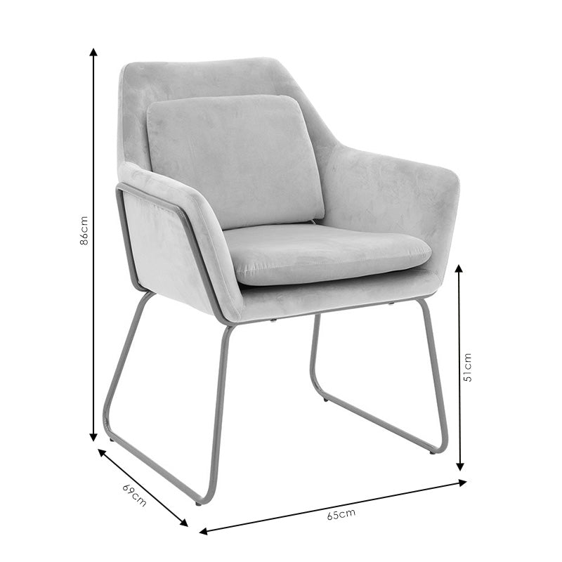 Mira Velvet Armchair Grey Beige-Gold 65x69x86