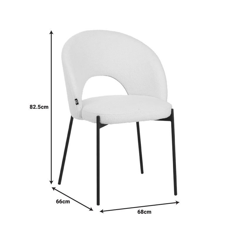 Καρέκλα Masebo Μπουκλέ Ύφασμα σε Μαύρη Απόχρωση με Μαύρα Μεταλλικά Πόδια 68x66x82.5