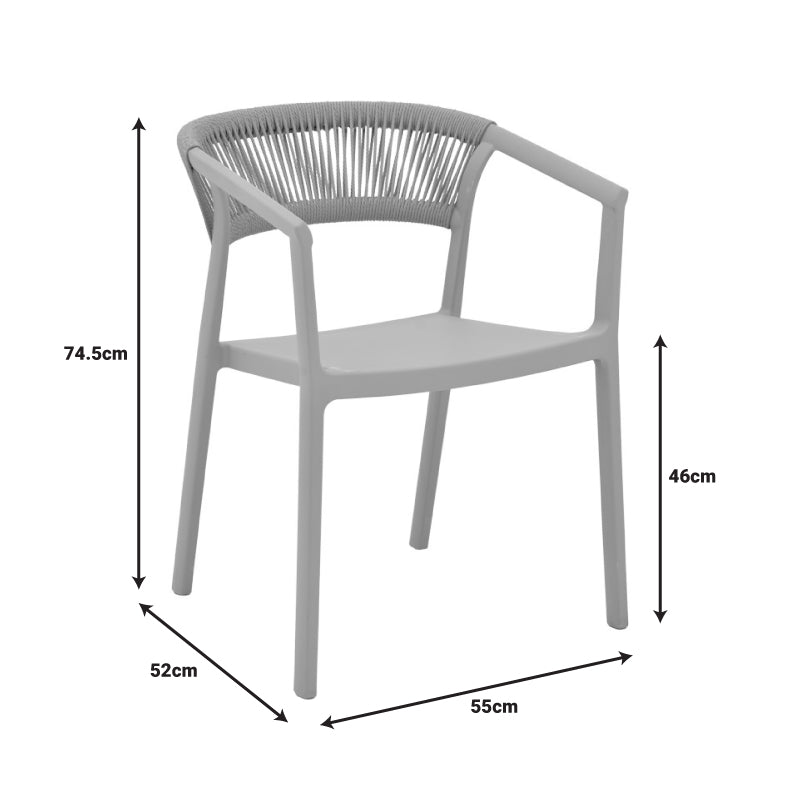 Πολυθρόνα Sillia Στοιβαζόμενη PP Cappuccino Απόχρωση με Μπεζ Rattan 55x52x74.5