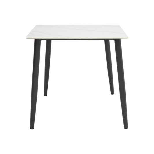 Τραπέζι Gustas Ι Λευκό Μαρμάρου Sintered Stone-Μαύρο Μέταλλο 80x80x76