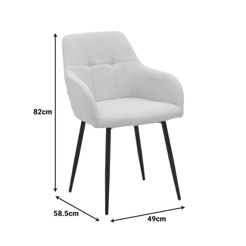 Armchair Zerfia Beige Fabric-Black Metal Leg 43x59.5x85
