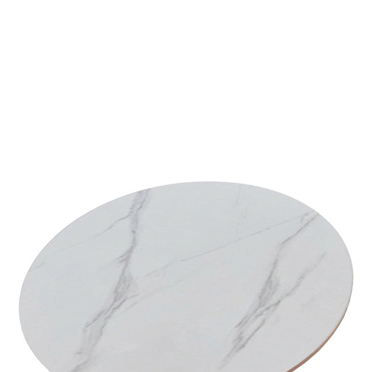 Tραπέζι Balou Sintered Stone σε Λευκή Απόχρωση με Όψη Μαρμάρου-Βάση Λευκό Μέταλλο Φ120x73