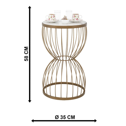TBH-01 AB ΤΡΑΠΕΖΑΚΙ ΟΞΥΝΤΕ ΗΜΙΚΥΚΛΙΟ ΠΛΕΓΜΑ ΣΧΕΔΙΟ ΜΑΡΜΑΡΟ Φ35x59