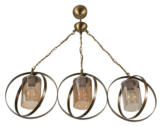 PDT 2063-3 # ΚΡΕΜ. 3/Φ ΔΥΟ ΜΕΤΑΛΛΙΚΟΙ ΚΥΚΛΟΙ ΚΑΙ ΚΥΛΙΝΔΡΙΚΟ ΓΥΑΛΙ Ε27 79x23x80