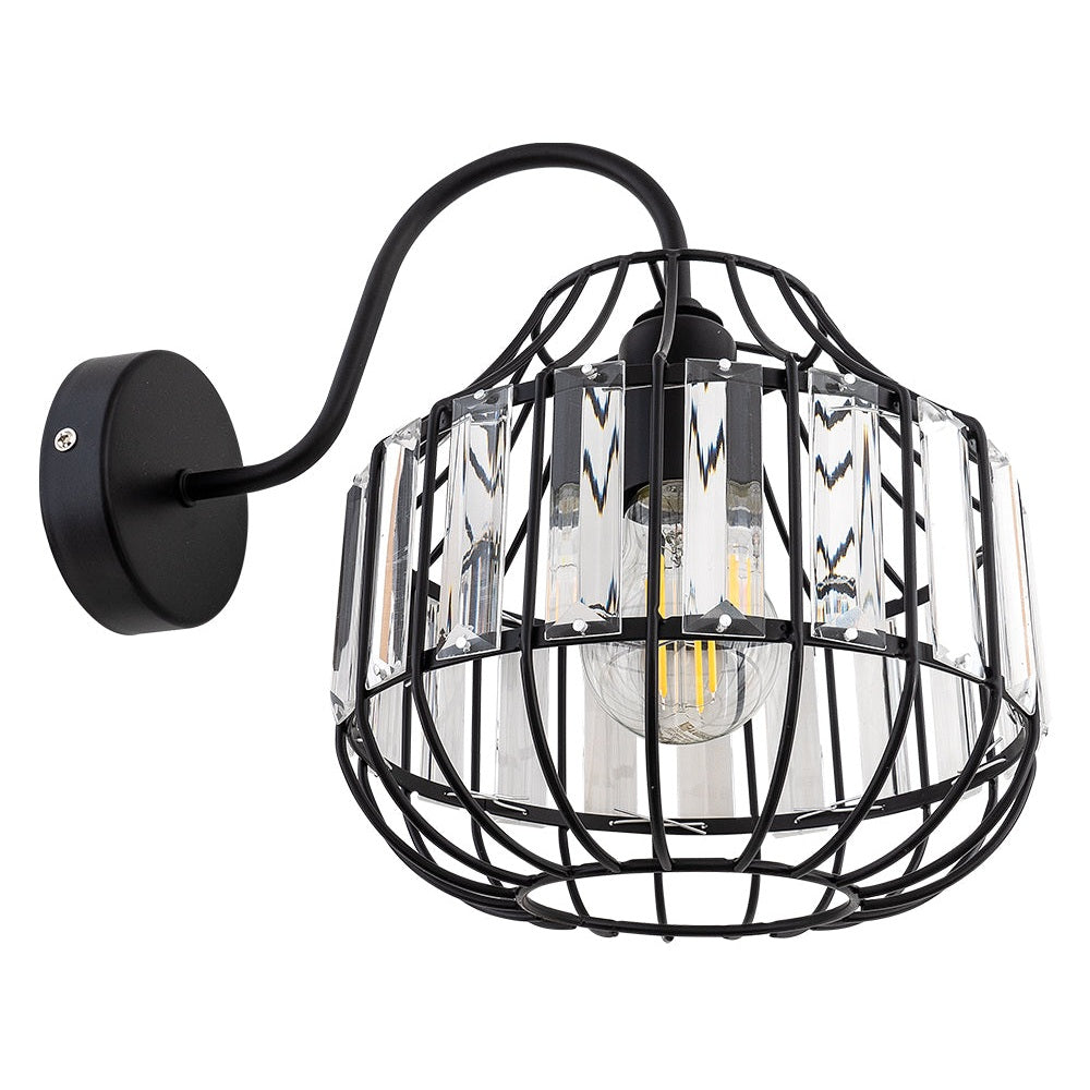 WLC 7048 BK # ΑΠΛΙΚΑ ΜΑΥΡΗ ΜΕ ΚΡΥΣΤΑΛΛΑ 1xΕ27 27x26εκ