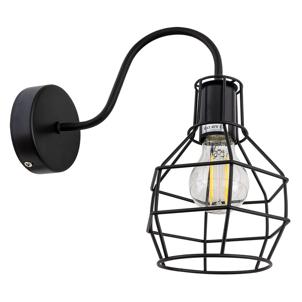 WLC 310 ΑΠΛΙΚΑ ΣΤΡΟΓΓΥΛΗ ΜΑΥΡΗ ΠΛΕΓΜΑ 1xΕ27 28x26εκ