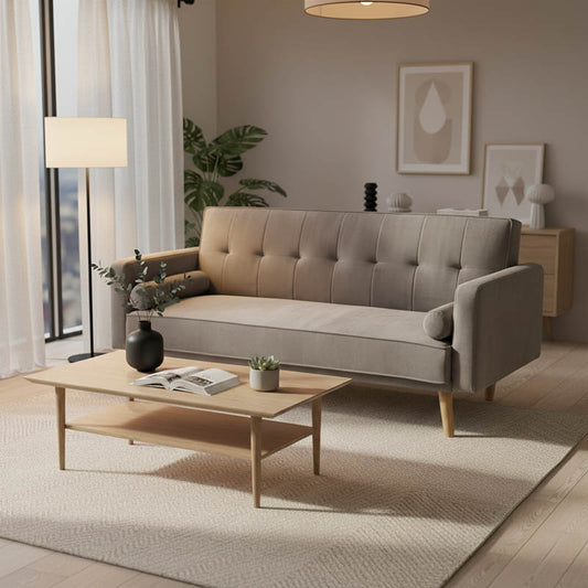 Καναπές-Κρεβάτι Success 3θέσιος Βελούδο Γκρι-Μπεζ 190x80x84