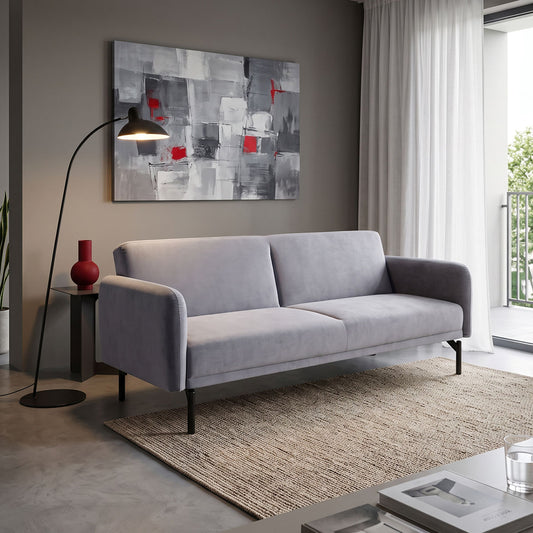 Καναπές Κρεβάτι Veluto 3θέσιος Ανθρακί Βελούδο 197x85x83