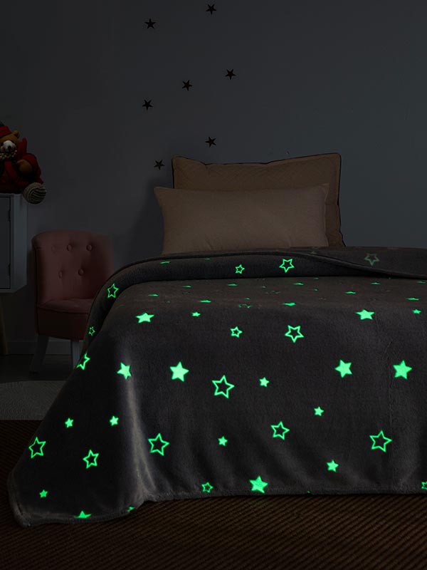 Κουβέρτα Φωσφοριζέ Μονή Stars Blue Μονή 160x220εκ