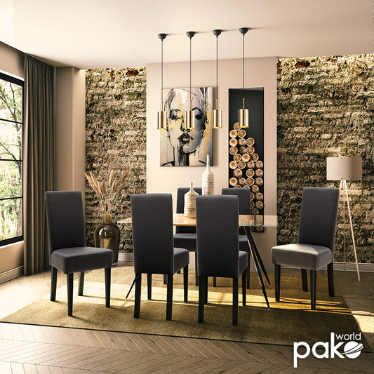 Καρέκλα Ditta PU Ανθρακί-Πόδι Μασίφ Ξύλο Wenge