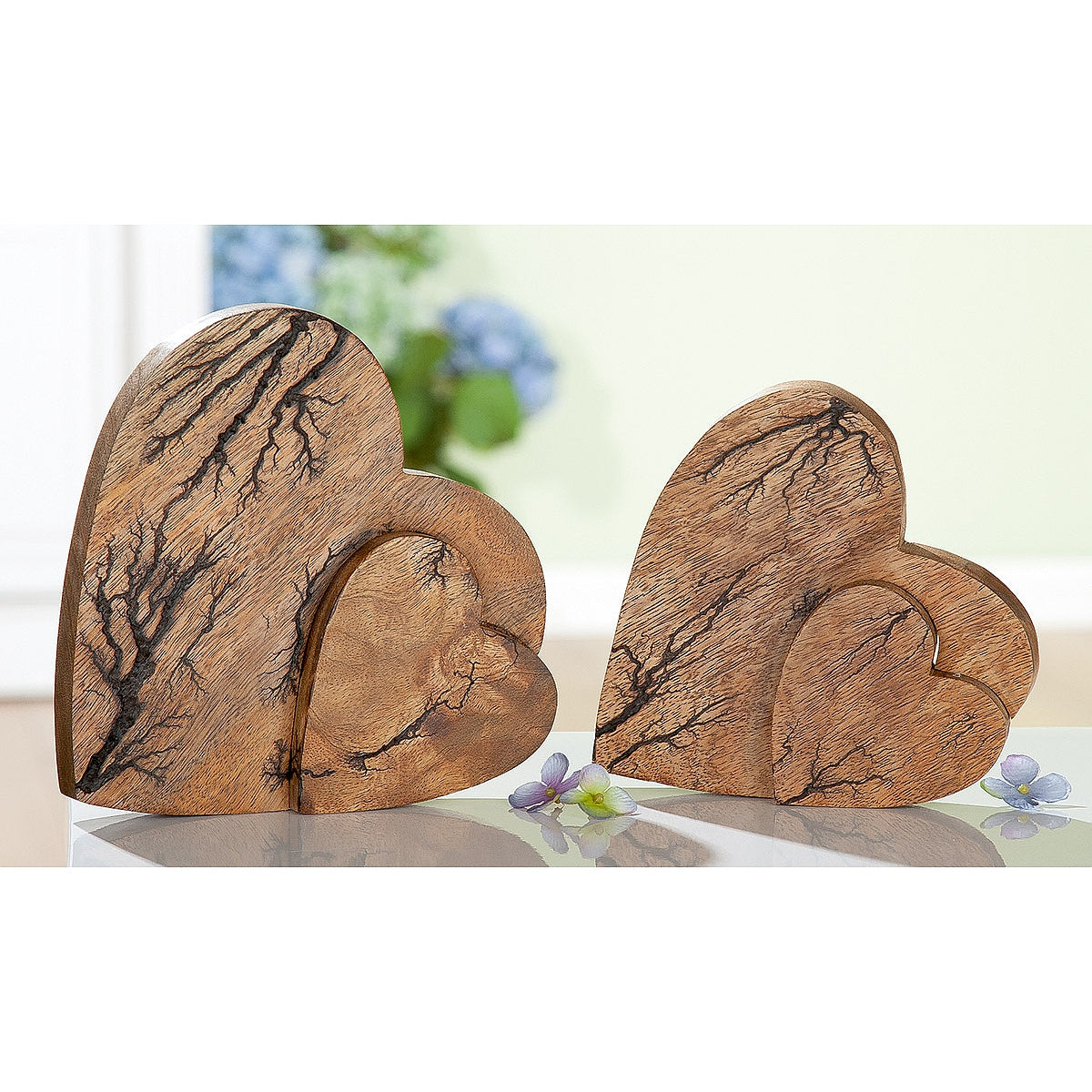 Διακοσμητικό Καρδιές Καφέ Ξύλο 17x17εκ