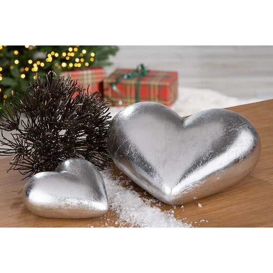 Διακοσμητικό Καρδιά Ασημί Κεραμικό 13.5x15.5x6.5
