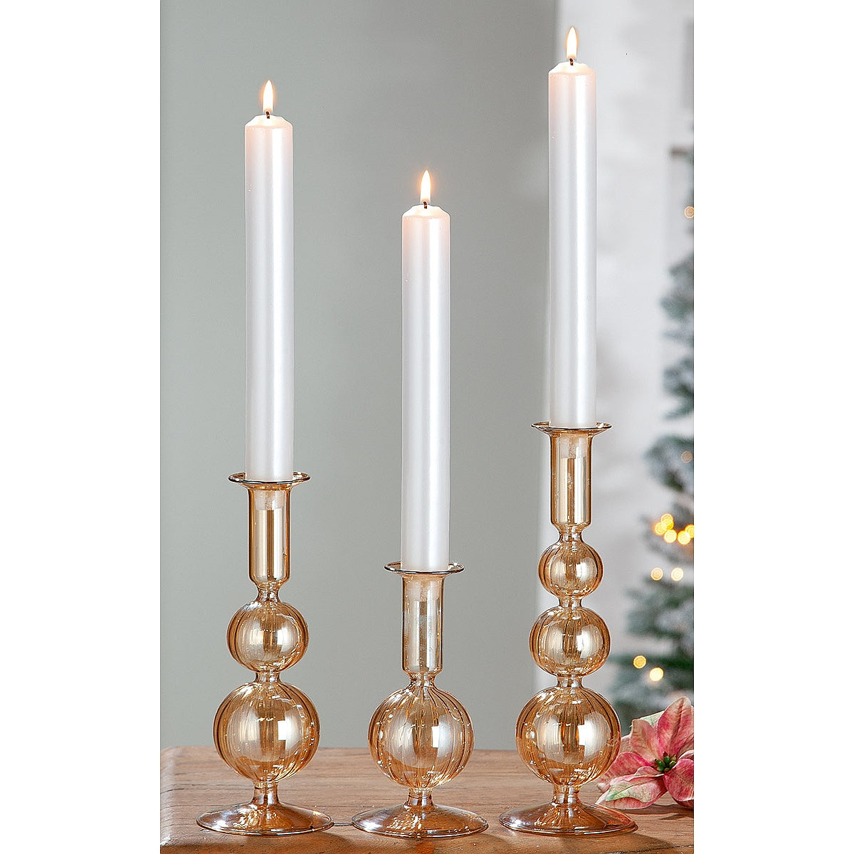 Κηροπήγιο Διάφανο/Μελί Γυαλί 15.5εκ