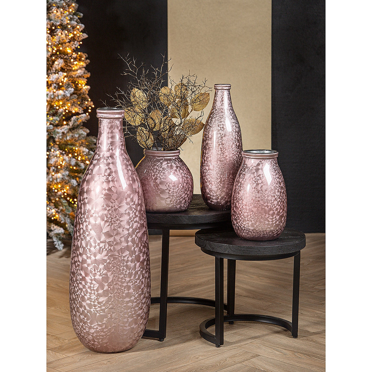 Βάζο-Φανάρι Μοβ Γυαλί 20εκ