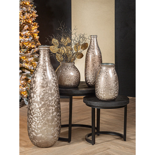 Βάζο-Φανάρι Καφέ Γυαλί 20εκ