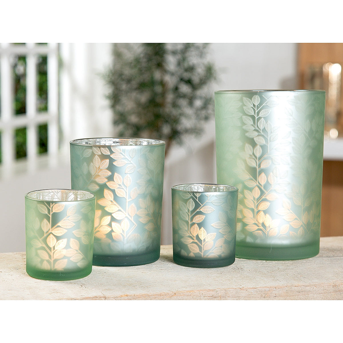 Θήκη Ρεσώ με Διακόσμηση Φύλλα Πράσινο Γυαλί 12.5εκ σε 2 Σχέδια