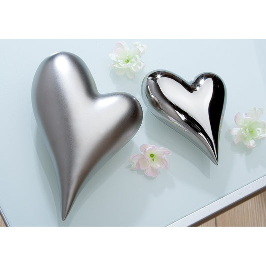 Διακοσμητικό Καρδιά Ασημί Κεραμικό 11x8.5x4 σε 2 Αποχρώσεις