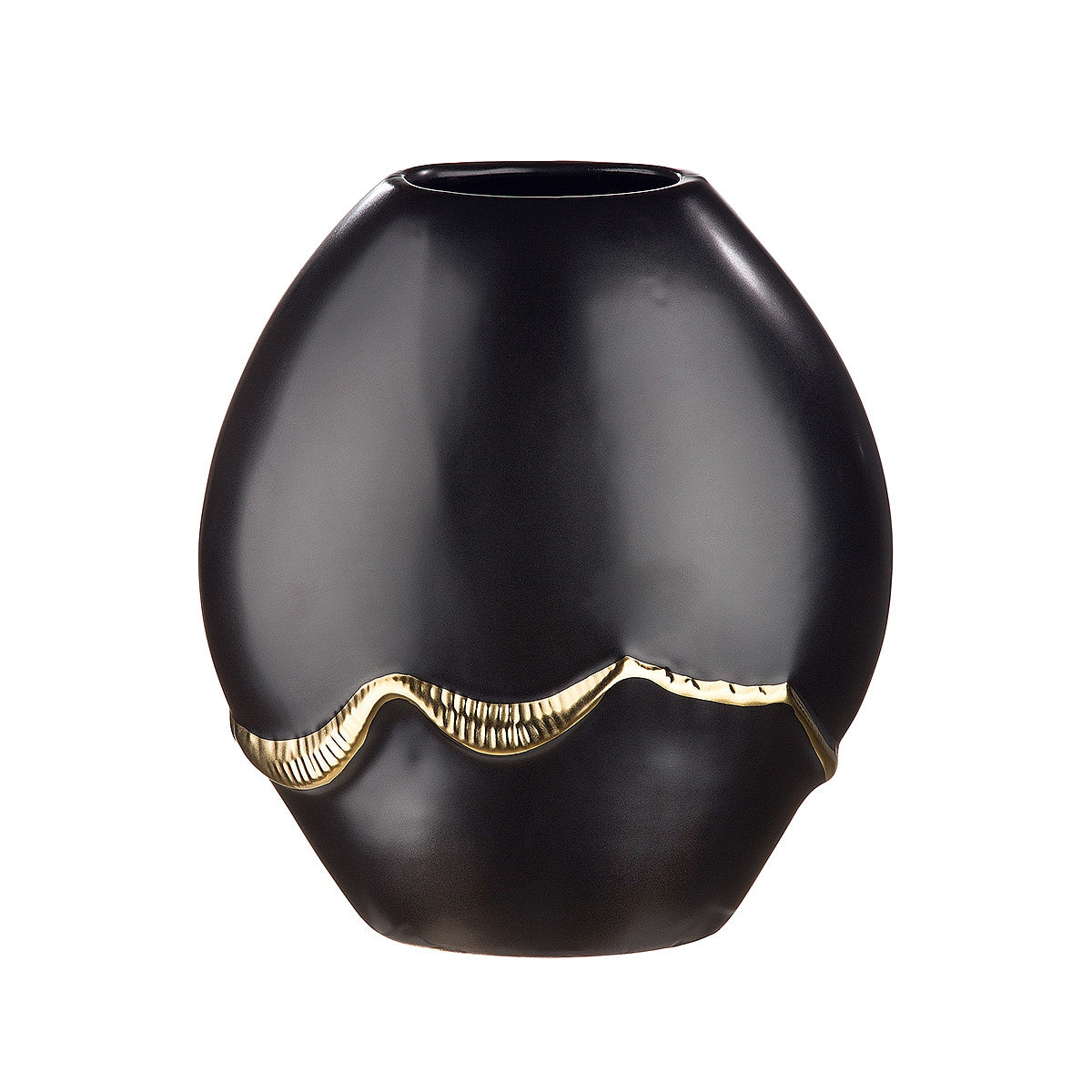 Βάζο Μαύρο/Χρυσό Κεραμικό 10x18x20