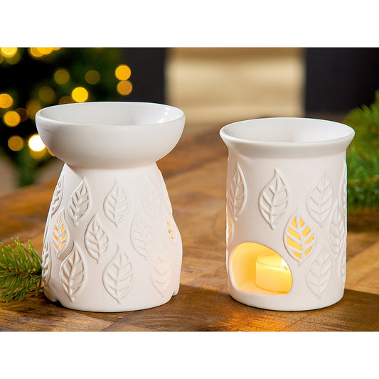 Θήκη Ρεσώ με Διακόσμηση Φύλλα Λευκό Πορσελάνη 10x12εκ σε 2 Σχέδια