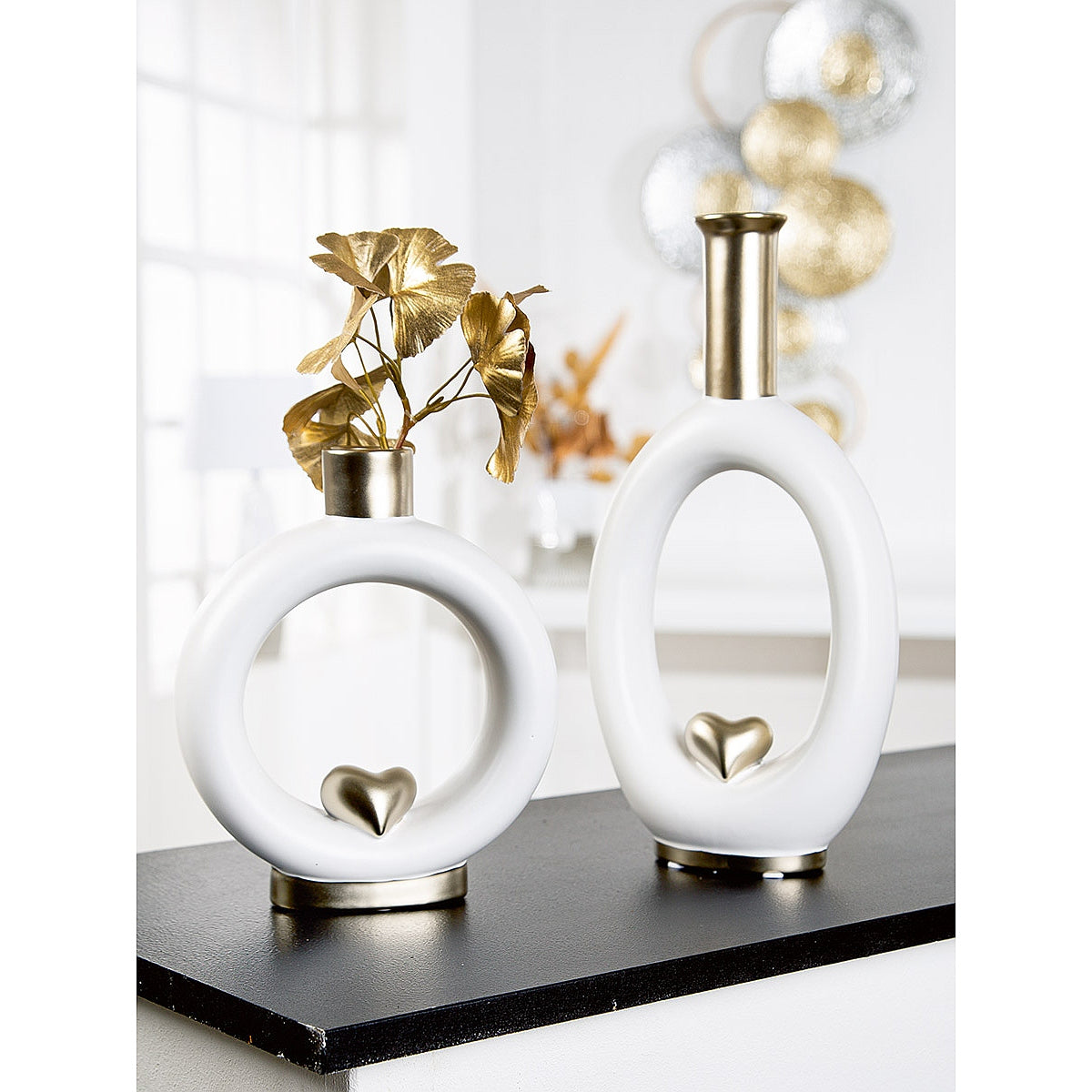 Βάζο Love Λευκό/Χρυσό Κεραμικό 6x17x20
