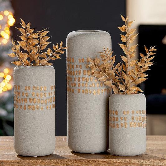 Βάζο Λευκό/Χρυσό Κεραμικό 15εκ