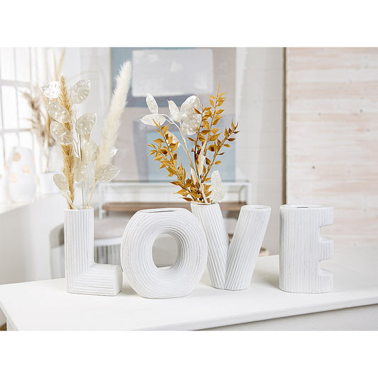 Βάζο 'Love' Λευκό Κεραμικό Υ15εκ Σετ 4 Τμχ