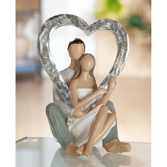 Διακοσμητικό Ζευγάρι Κρατάει Καρδιά Πολύχρωμο Polyresin 10x10x15