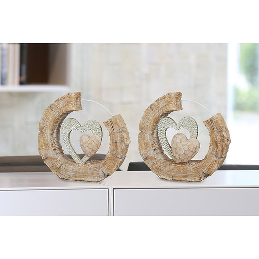 Διακοσμητικό Καρδιές σε Κορμό Ξύλου Φυσικό/Λευκό Polyresin 4x19x17.5 σε 2 Σχέδια