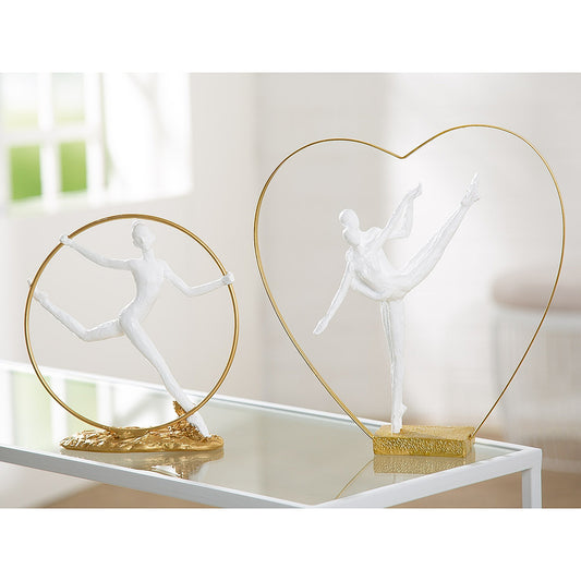 Διακοσμητικό Γυναικεία Φιγούρα σε Κύκλο Λευκό/Χρυσό Polyresin 17x22x23