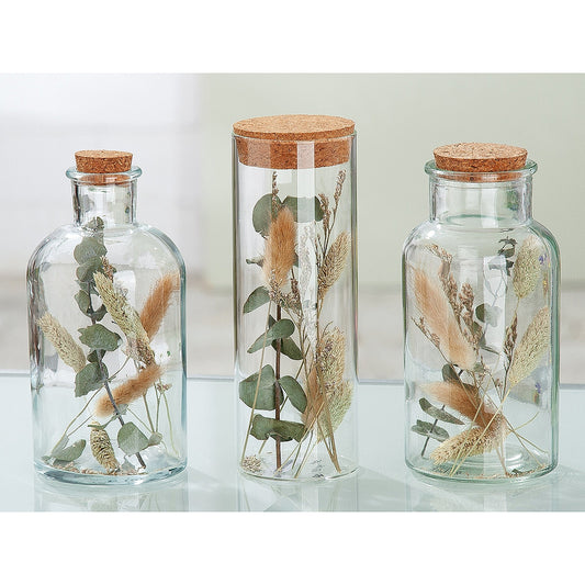 Διακοσμητικό Αποξηραμένο Λουλούδια σε Δοχείο Διάφανο Γυαλί 8x17εκ