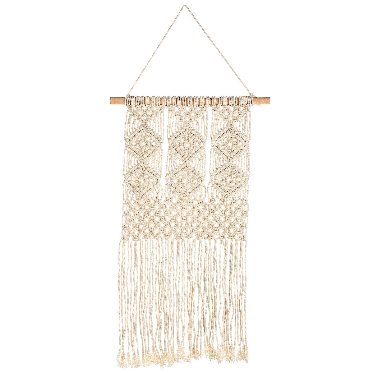 Διακοσμητικό Κρεμαστό Μακραμέ Μπεζ Ύφασμα 30x75εκ