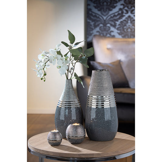 Βάζο Ασημί/Γκρι Κεραμικό 12.5x12.5x23