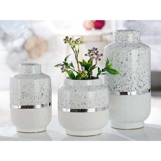 Βάζο Λευκό/Ασημί Κεραμικό 12.5x12.5x19.5