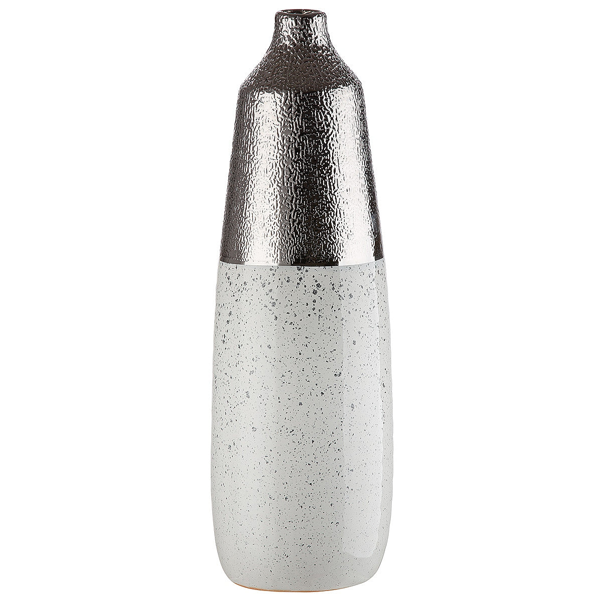 Βάζο Ασημί/Λευκό Κεραμικό 12.5x12.5x37.5